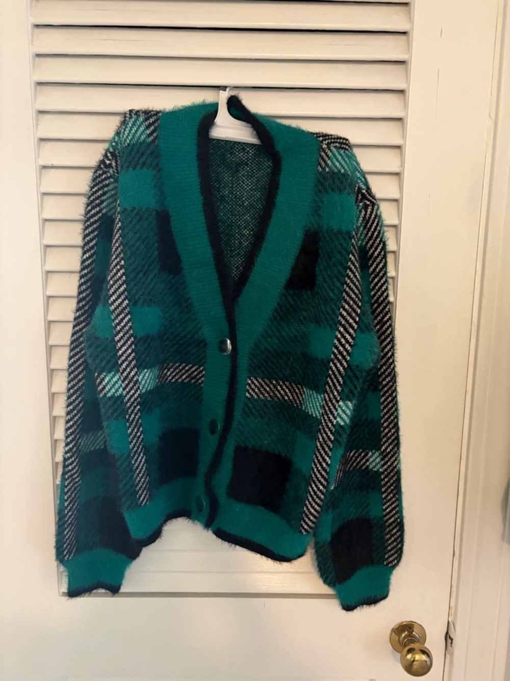 Plaid Fuzzy Cardigan